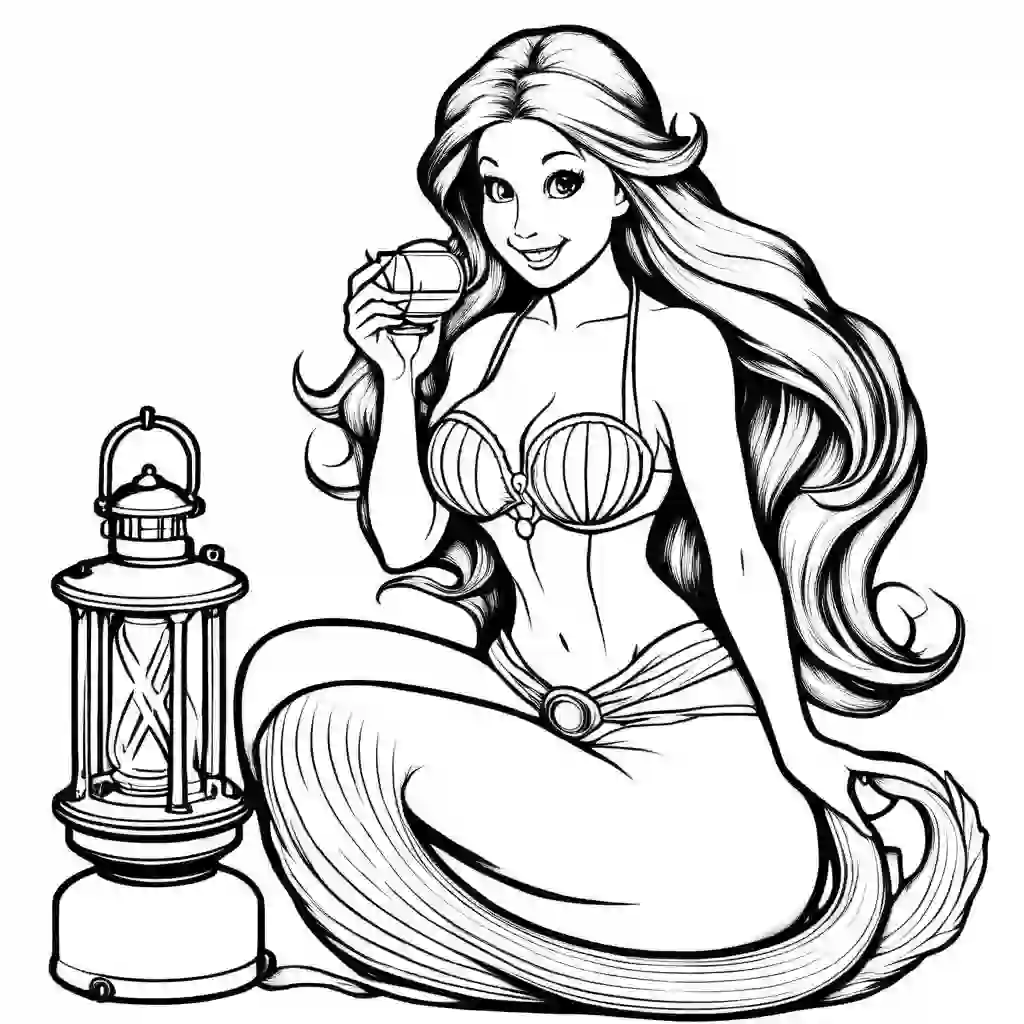 Mermaid with a Lantern coloring pages